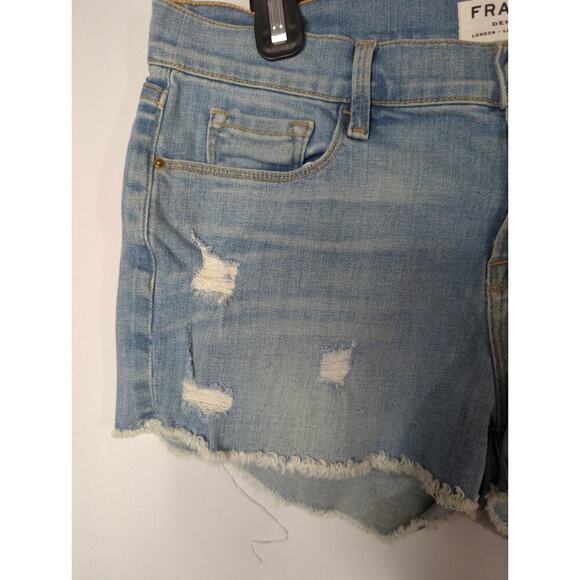 Frame Denim Le Cutoff Shorts Light Wash Mild Distressed Jean Size 29 - Picture 3 of 9